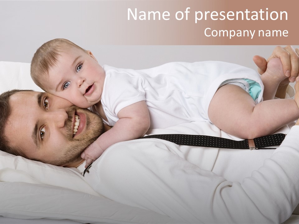 Playing Pillow Father PowerPoint Template