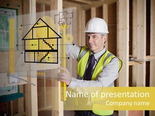 Examining Worker Yellow PowerPoint Template