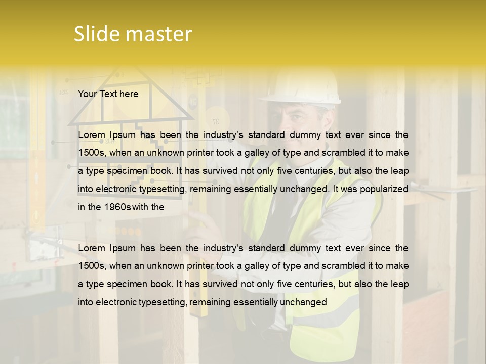 Examining Worker Yellow PowerPoint Template