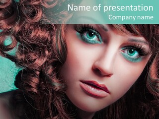 Knallig Portrait Hochsteckfrisur PowerPoint Template