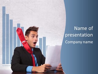 Businessman Document Table PowerPoint Template