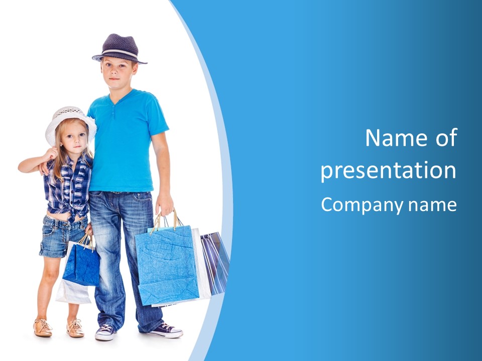 Caucasian Paper Bag Hold PowerPoint Template