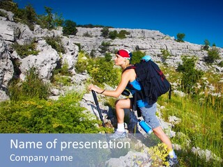 Adult Nature Hiker PowerPoint Template