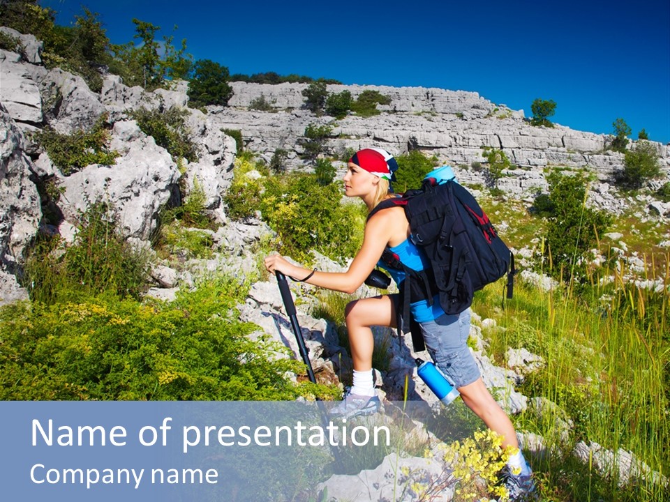 Adult Nature Hiker PowerPoint Template