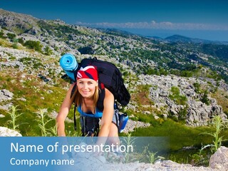 Closeup Trek High PowerPoint Template