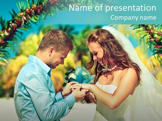 Bali Palm Bride PowerPoint Template