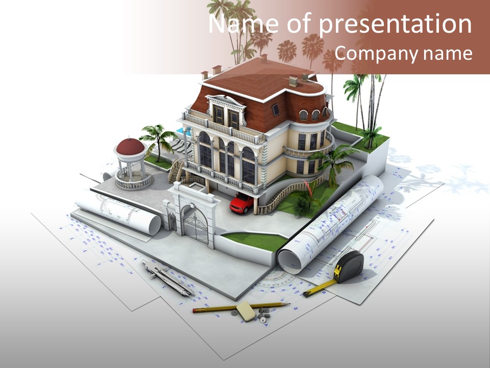 Architecture Estate Drawing PowerPoint Template