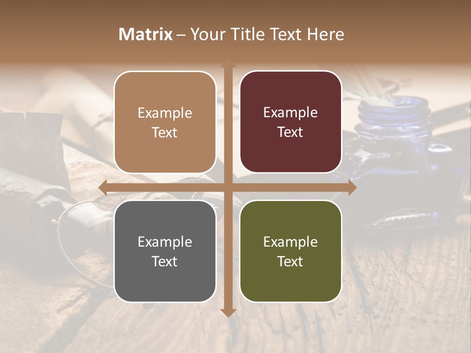 Calligraphy Wood Quill Pen PowerPoint Template