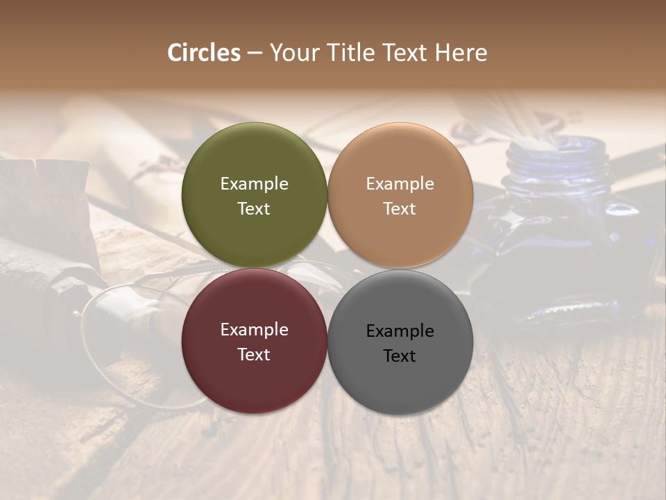 Calligraphy Wood Quill Pen PowerPoint Template