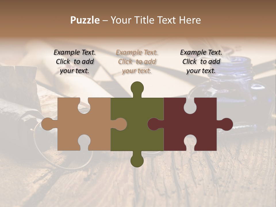 Calligraphy Wood Quill Pen PowerPoint Template