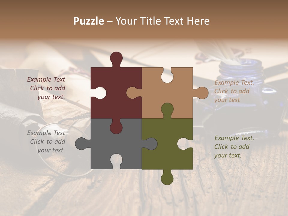 Calligraphy Wood Quill Pen PowerPoint Template