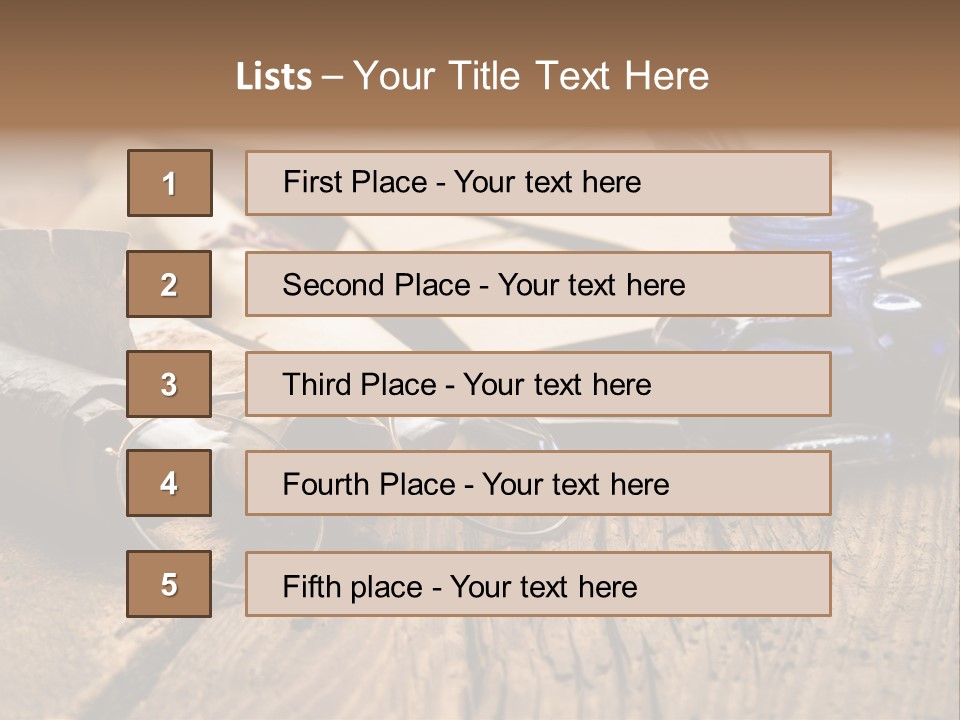 Calligraphy Wood Quill Pen PowerPoint Template