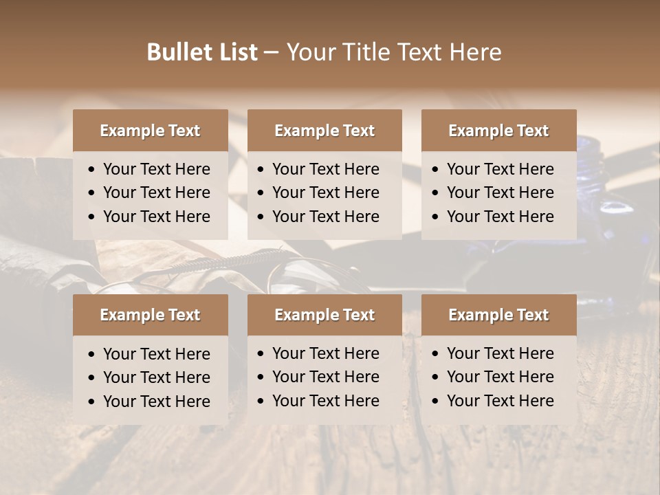 Calligraphy Wood Quill Pen PowerPoint Template