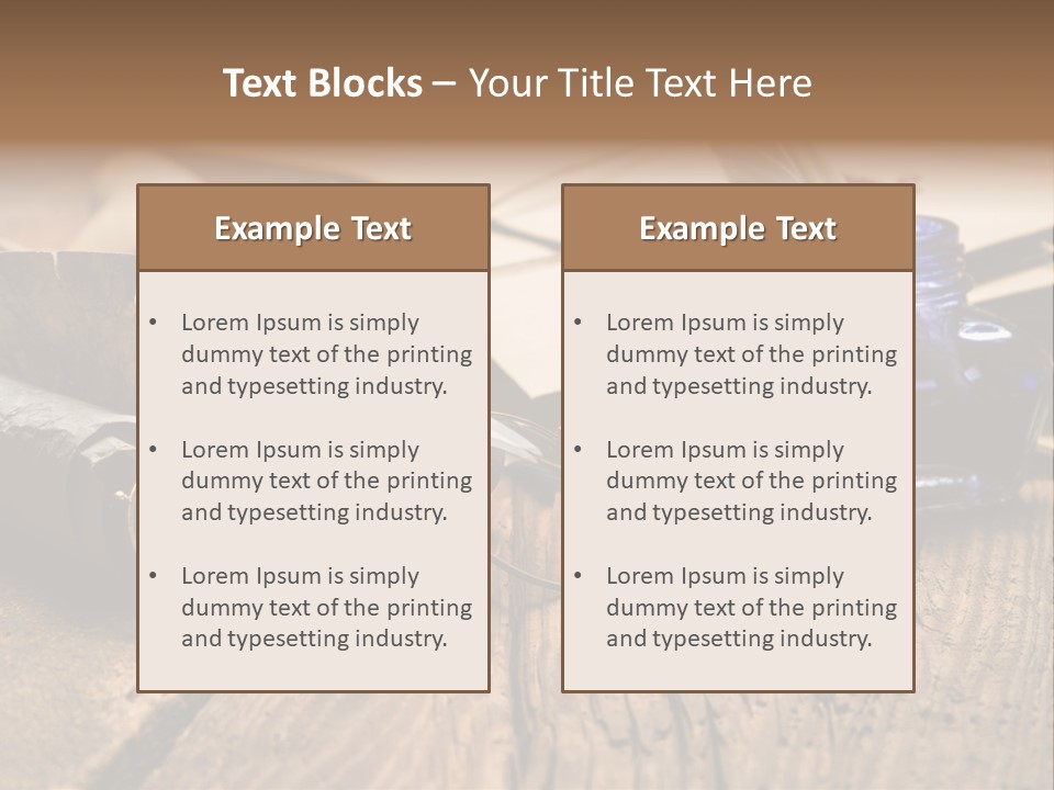 Calligraphy Wood Quill Pen PowerPoint Template