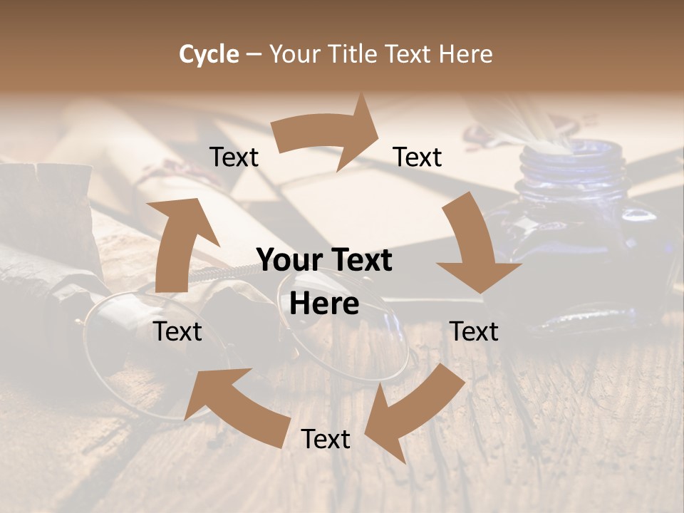 Calligraphy Wood Quill Pen PowerPoint Template