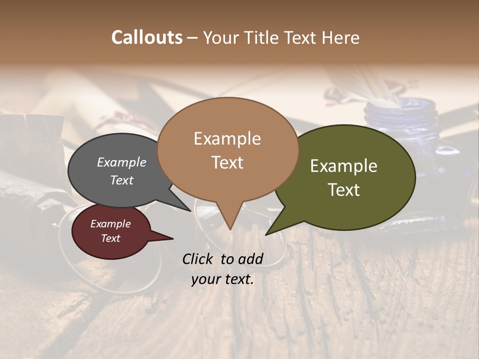 Calligraphy Wood Quill Pen PowerPoint Template