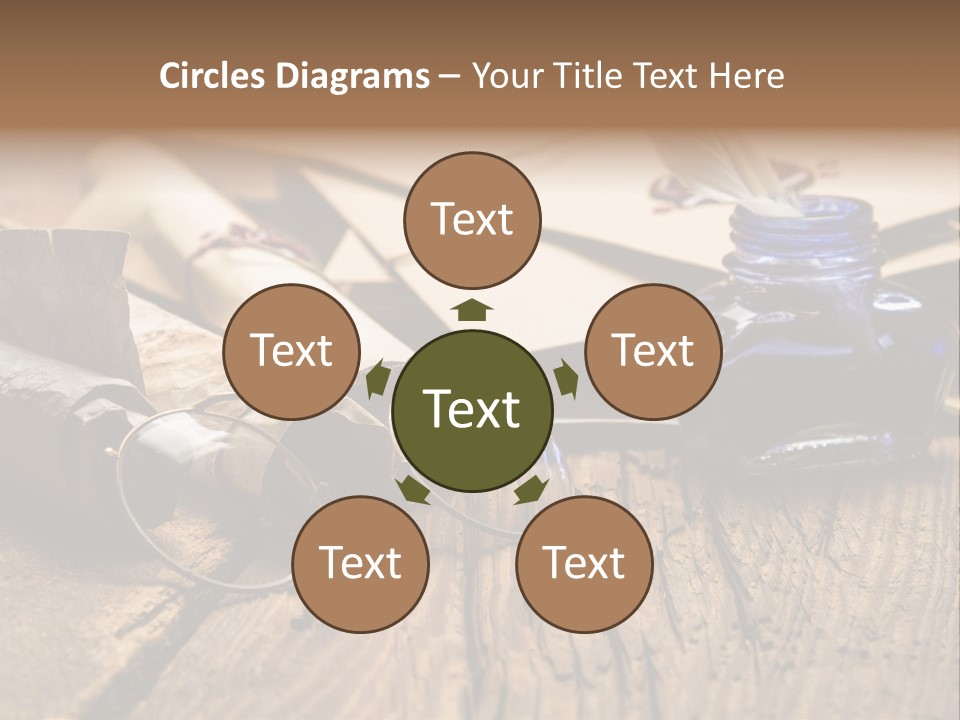 Calligraphy Wood Quill Pen PowerPoint Template