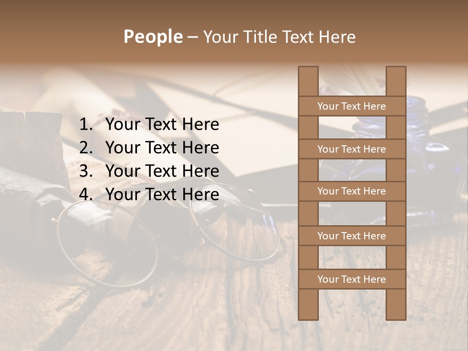 Calligraphy Wood Quill Pen PowerPoint Template