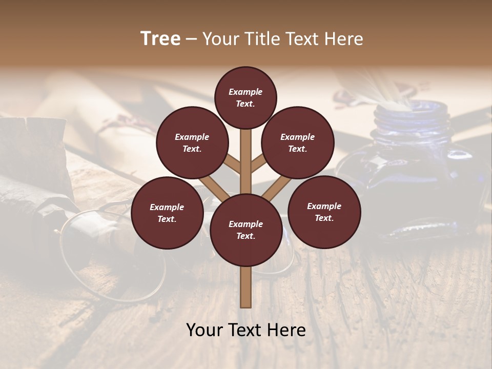 Calligraphy Wood Quill Pen PowerPoint Template