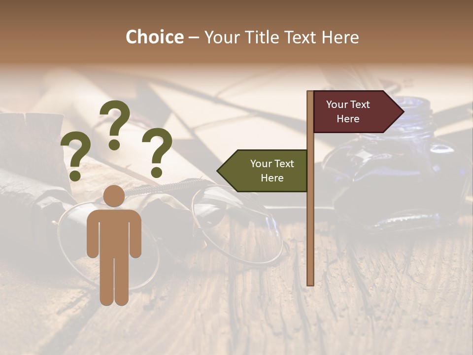 Calligraphy Wood Quill Pen PowerPoint Template