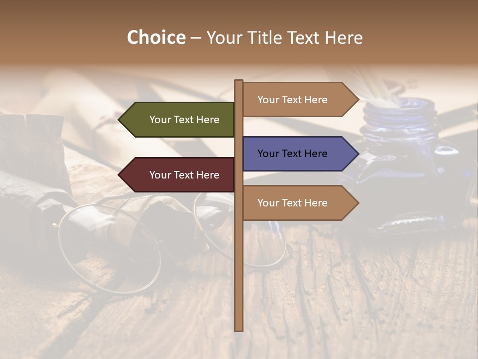 Calligraphy Wood Quill Pen PowerPoint Template