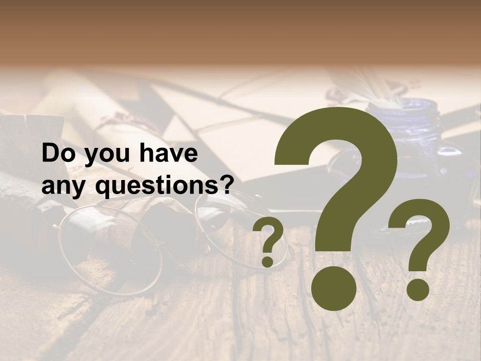 Calligraphy Wood Quill Pen PowerPoint Template