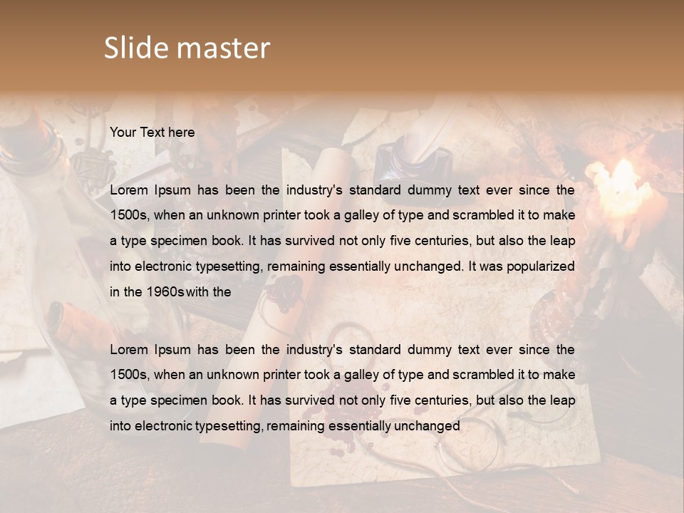 Scroll Inkwell Rubber Stamp PowerPoint Template