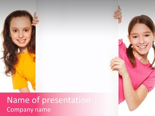 Girls Showing Childhood PowerPoint Template