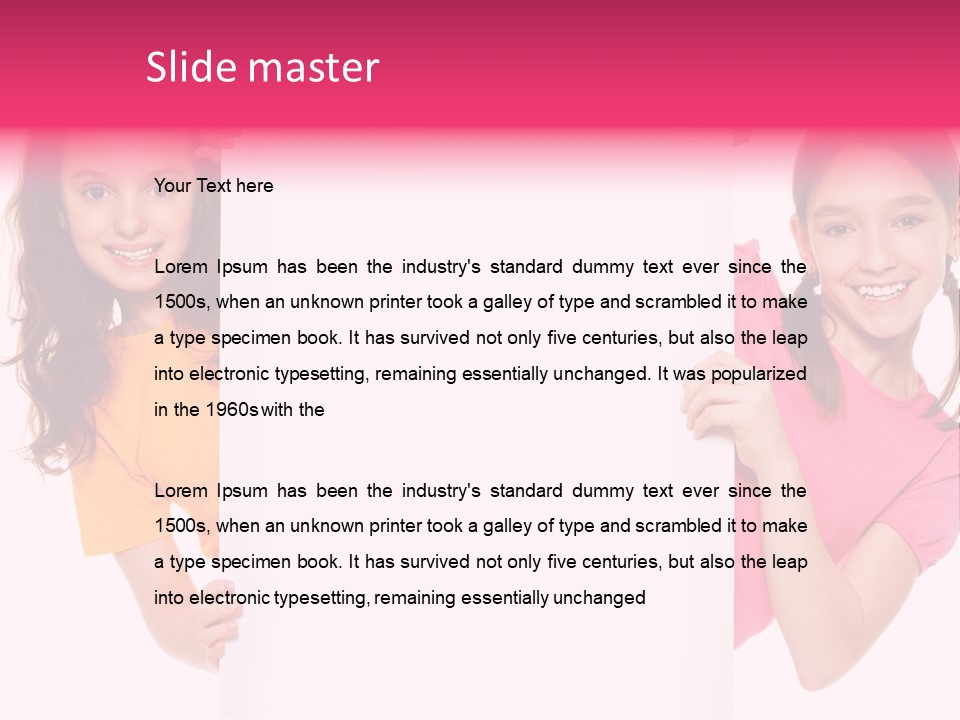 Girls Showing Childhood PowerPoint Template