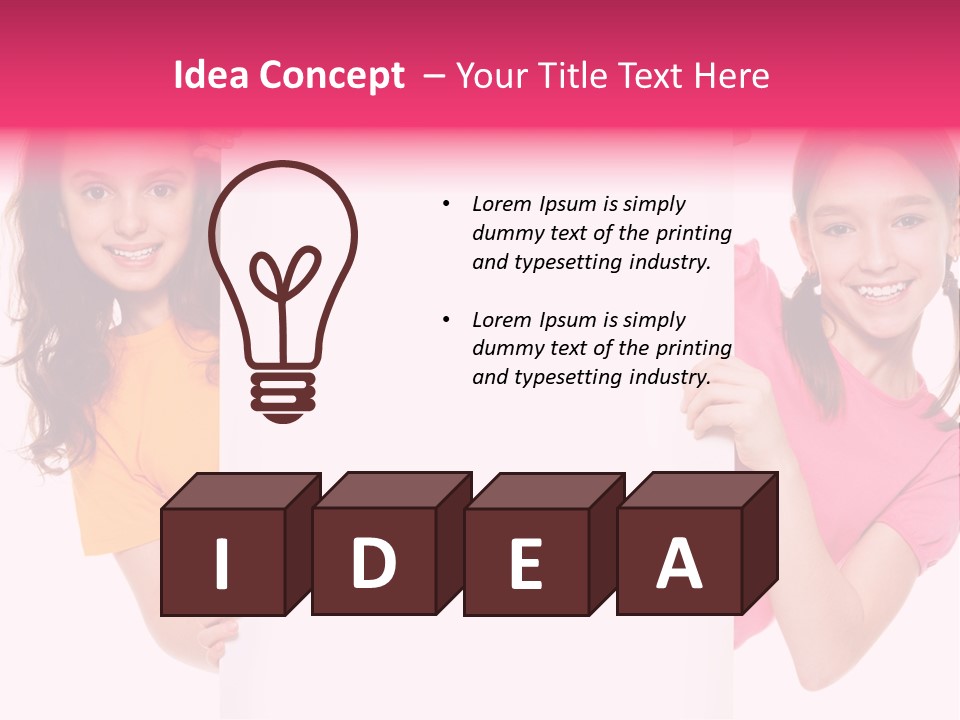 Girls Showing Childhood PowerPoint Template