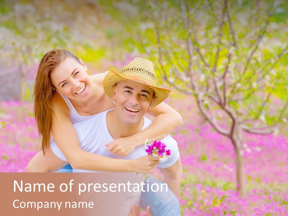 Pink Bouquet Park PowerPoint Template