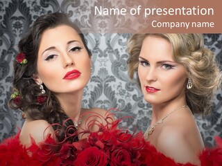 Beautiful Female Couple PowerPoint Template