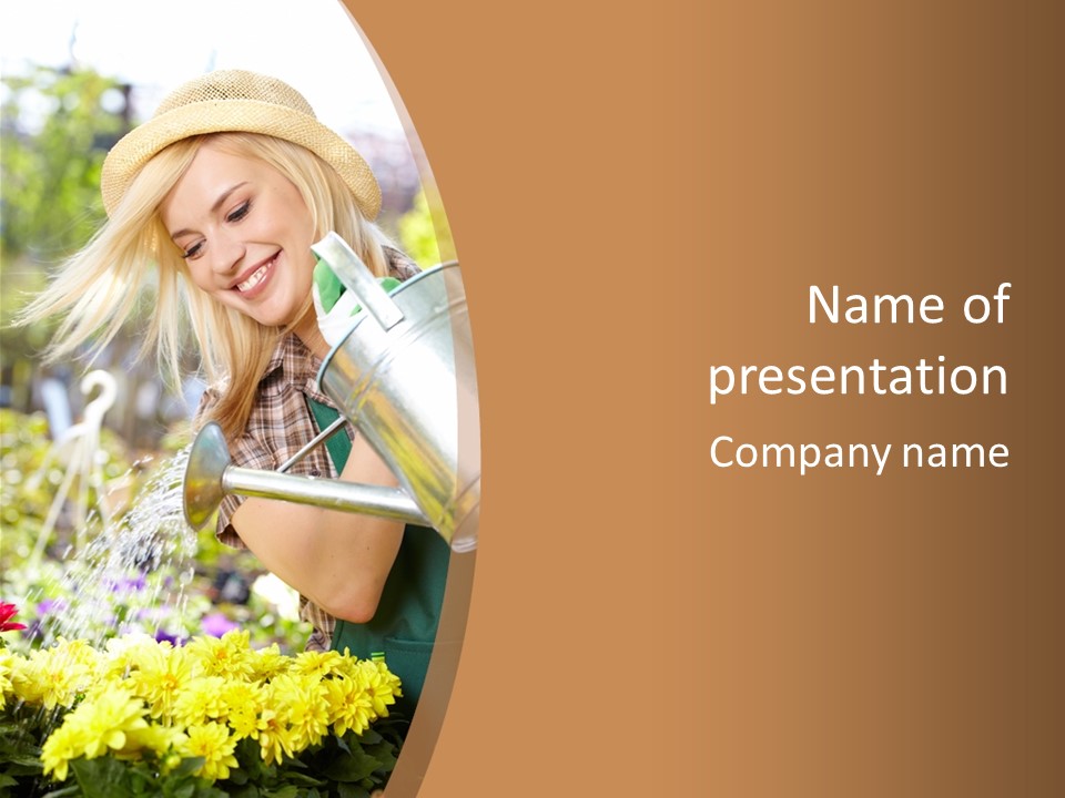 Nature Grass Girl PowerPoint Template