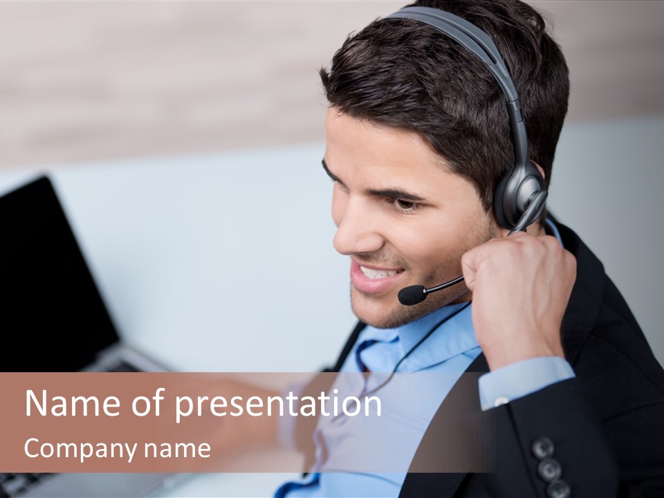 Berater Motiviert Headset PowerPoint Template