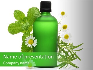 Essence Bottle Rosemary PowerPoint Template