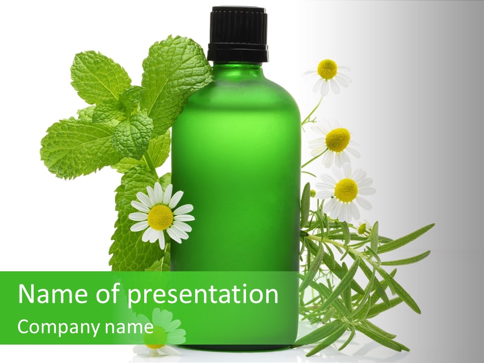 Essence Bottle Rosemary PowerPoint Template