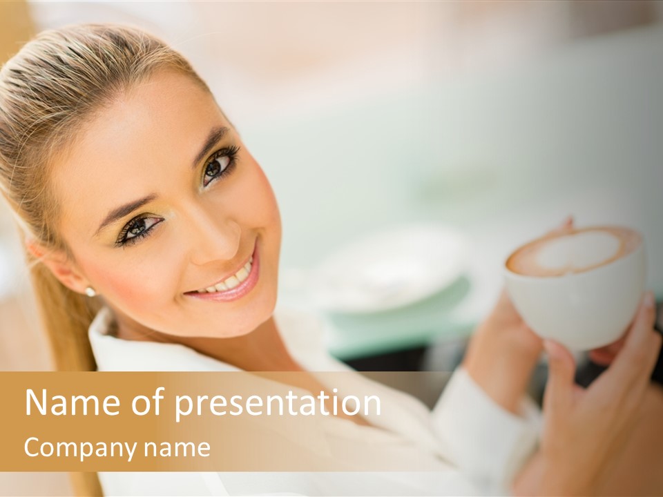 Beverage Girl Coffee PowerPoint Template