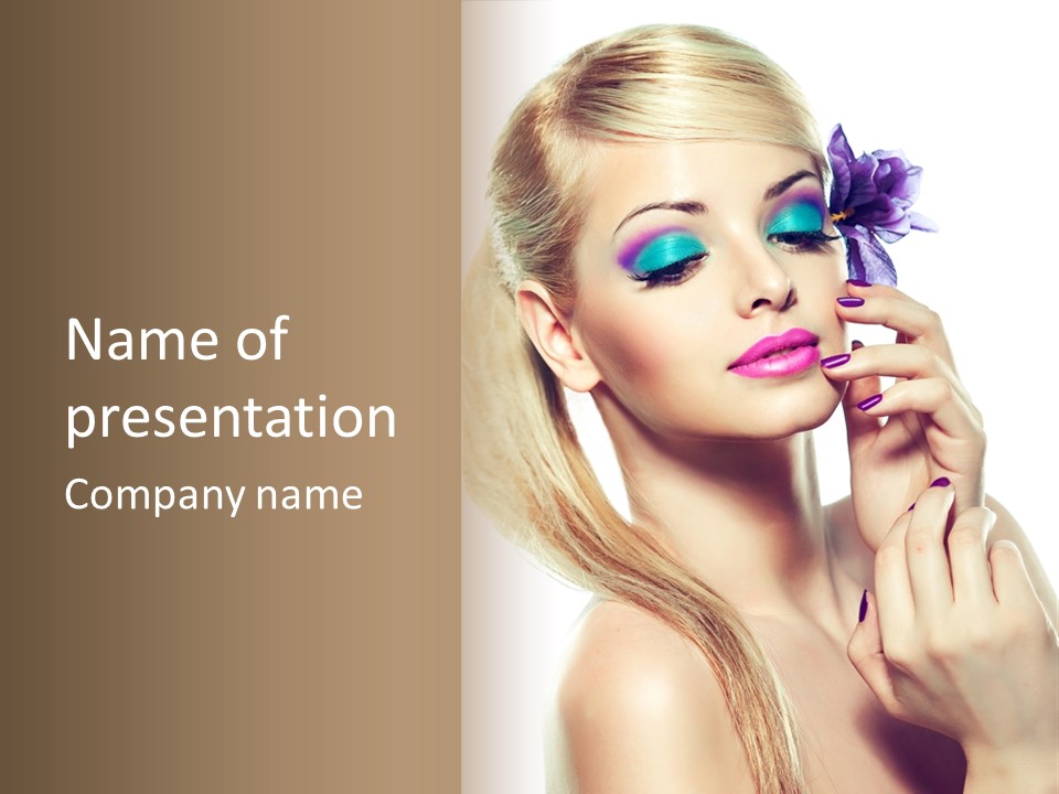 Violet Eyes Caucasian PowerPoint Template