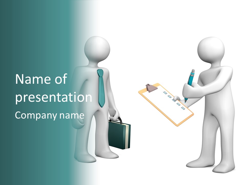 Pen Write Character PowerPoint Template