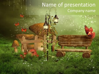 Mushroom Garden Grass PowerPoint Template