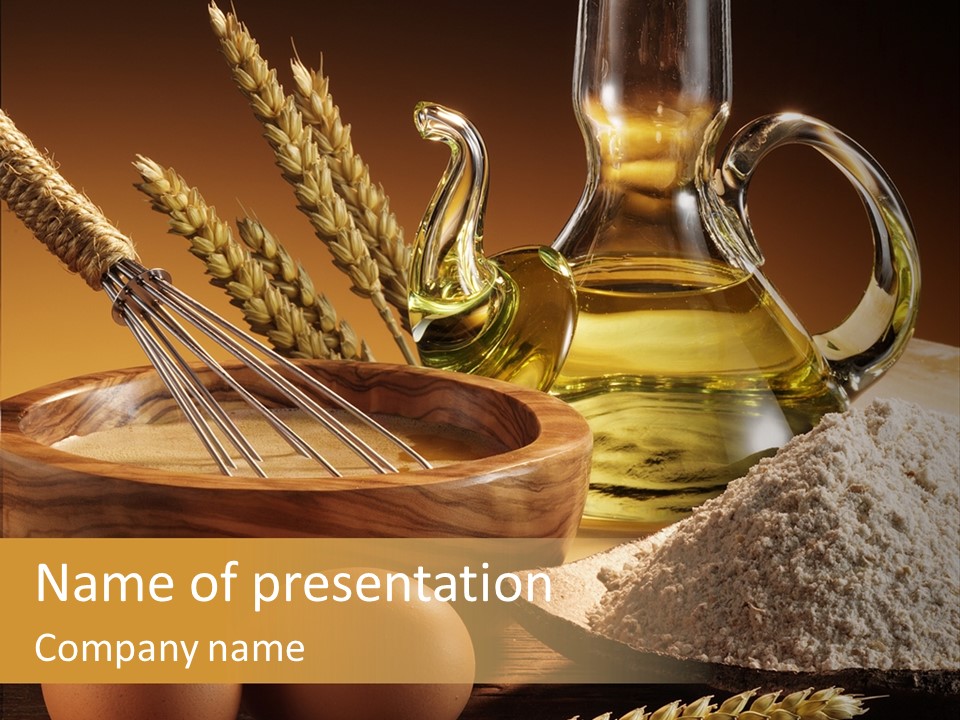 Ingredientes De Pasteler Aceite Harina PowerPoint Template