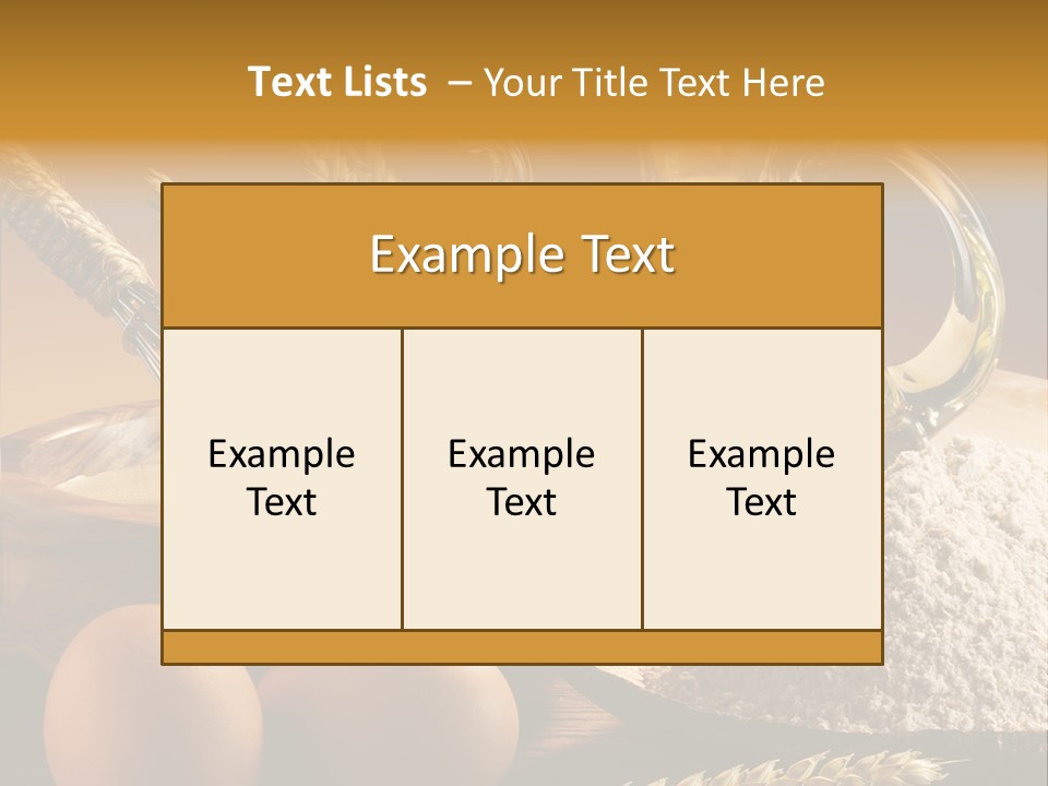 Ingredientes De Pasteler Aceite Harina PowerPoint Template