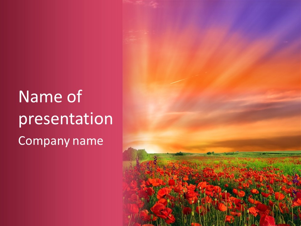 Farm Flower Rolling Landscape PowerPoint Template