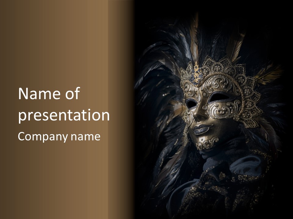 Luxurious Venetian Mask Isolated On Black PowerPoint Template