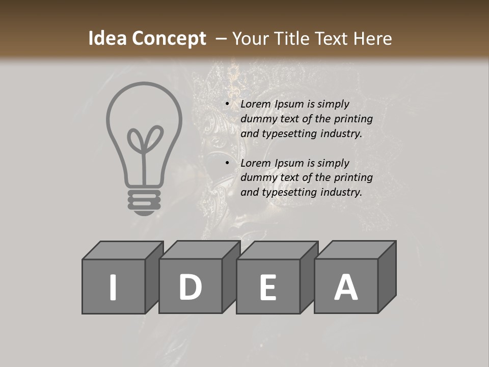 Luxurious Venetian Mask Isolated On Black PowerPoint Template