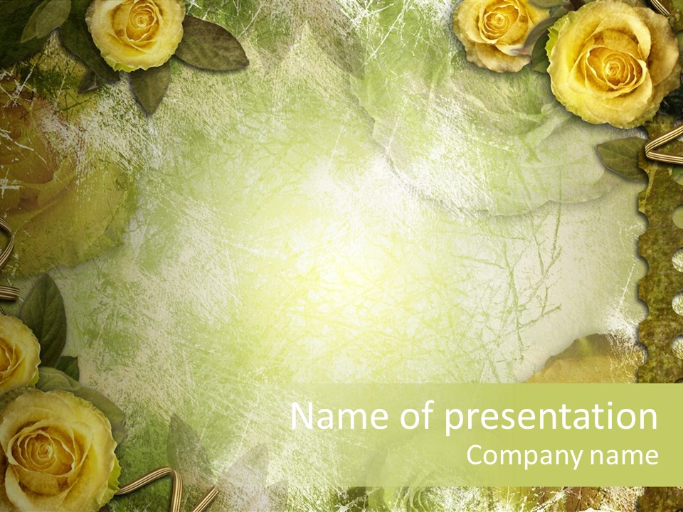 Green Art Frame PowerPoint Template