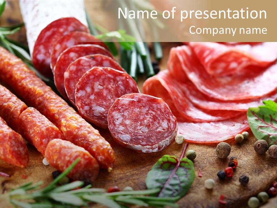 Mediterranean Slice Meat PowerPoint Template