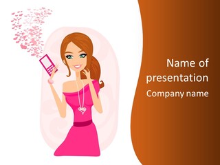 Drawing Girl Mobile PowerPoint Template