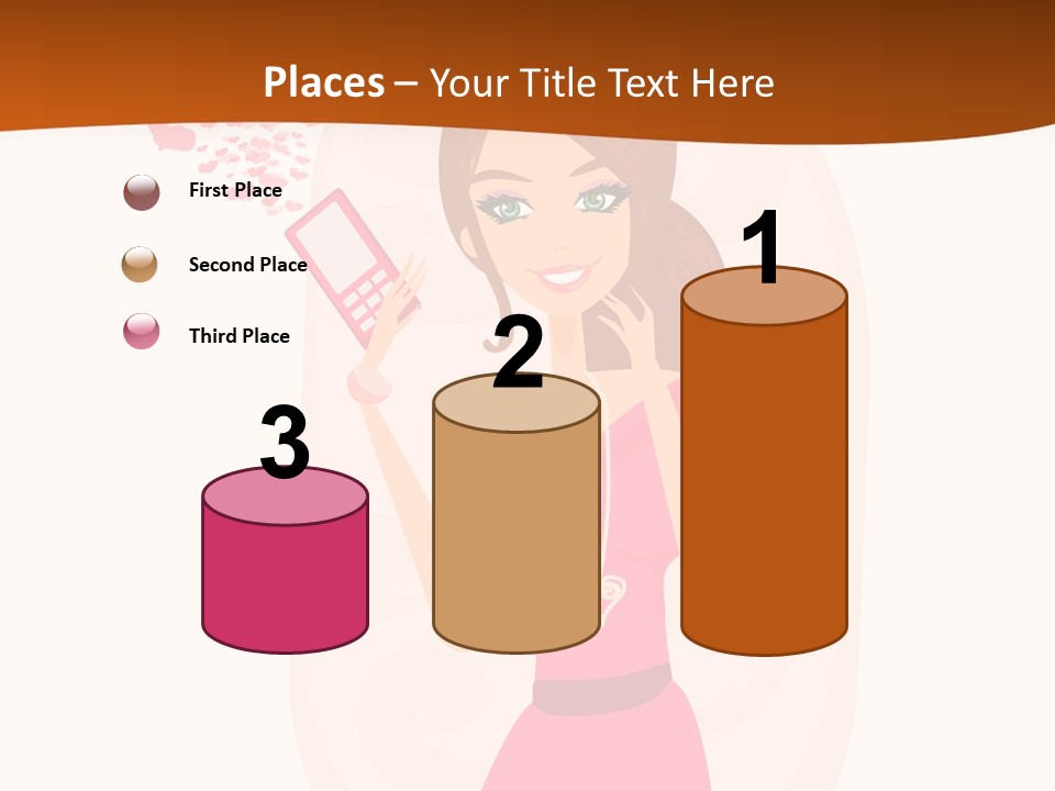 Drawing Girl Mobile PowerPoint Template