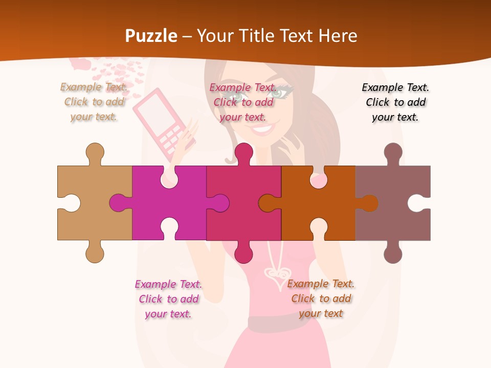 Drawing Girl Mobile PowerPoint Template